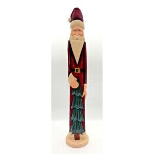Vintage Hand Carved Wooden Santa Claus 14"h Hand Painted Old World Folk Art EUC
